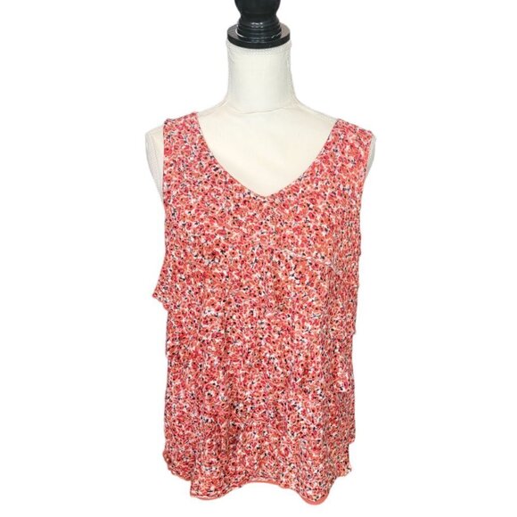 Dressbarn Sleeveless Red and White Ruffled Front Top in Size Large - Picture 1 of 4